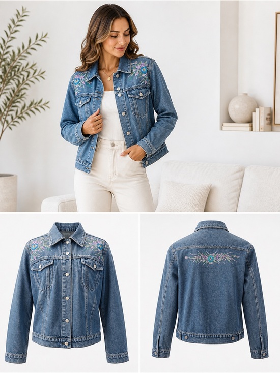 Christine Alexander Jackets & Blazers - Christine Alexander Denim Jacket Women L Blue Vintage‎ Western Rhinestone Bling